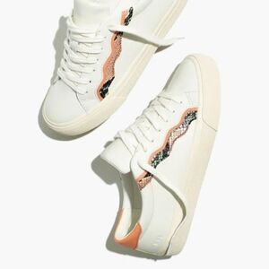 Madewell Sidewalk Low Top Sneakers in Snake Embossed Leather Wave Edition
